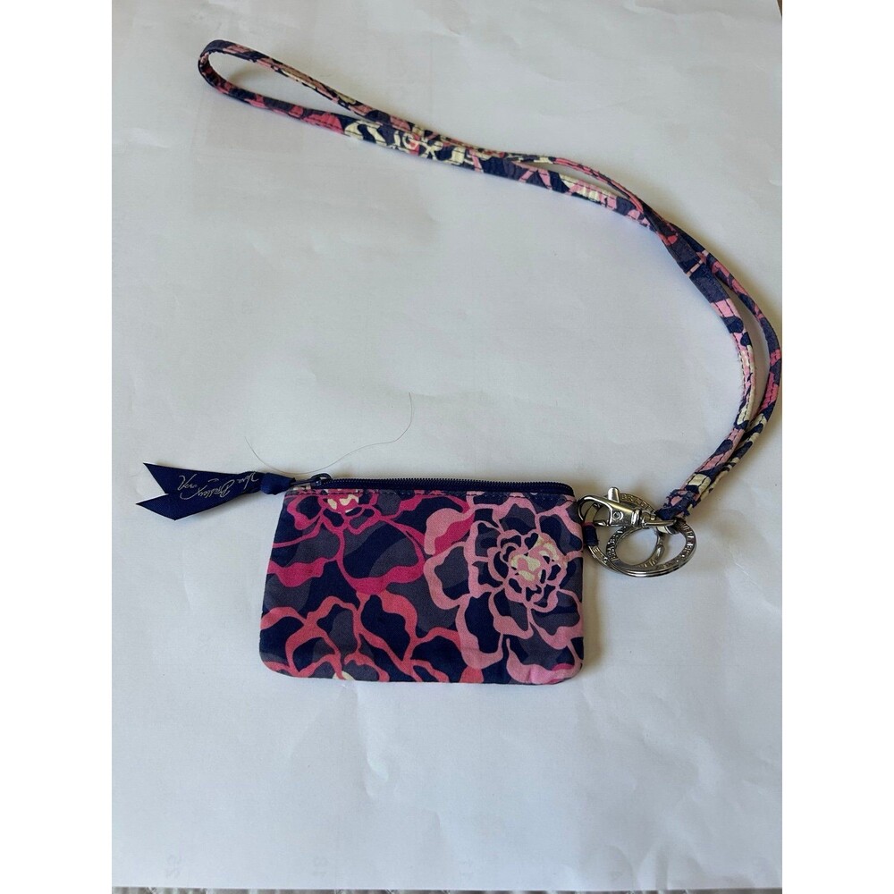 Vera Bradley Pink and Navy Patterned Wallet Key and Id Holder